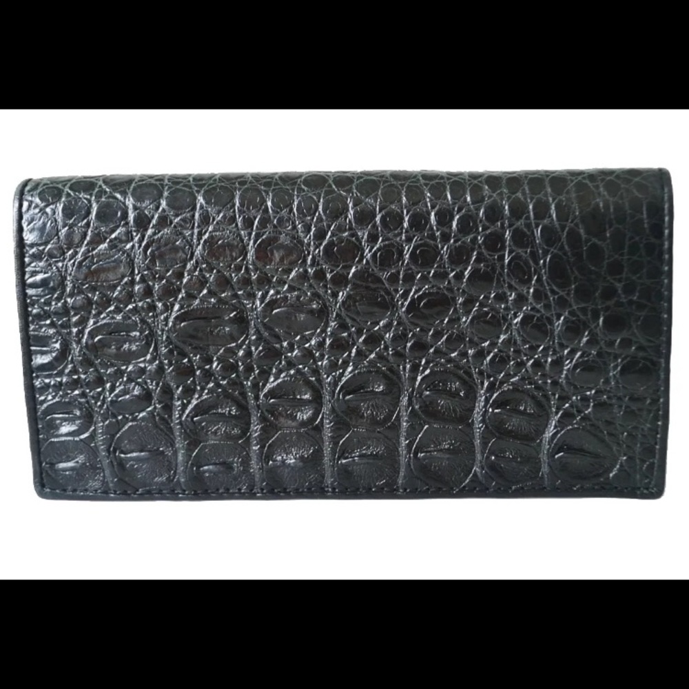 NEW Crocodile leather Check-book bi-fold wallet